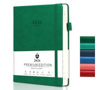 2026 Agenda Weekly, Diary 2026,Monthly and Daily Planner, A5 Notebooks, with Elastic Closure, Thick Cover, Office, School, Home, 388 Pages (Green)