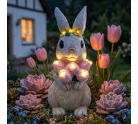 2026 All-New Rabbit Solar Garden Statues Outdoor Decor- Yard Decorations for Patio, Balcony, Backyard,Lawn Ornaments - Rabbit Figurine with LED Light- Unique Birthday House Warming Gifts for Women,Mom