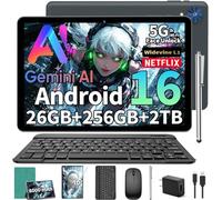 2026 Android 16 Tablet with Keyboard, Gemini AI 10 Inch Tablet, Green Case