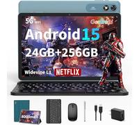2026 Android tablet 10 inch, Android 15 Tablet with Keyboard, 24GB+256GB+2TB Expand, 2 in 1 Tablets with Gemini AI, 8-Core, 8000mAh, Widevine L1, GMS, Tablets PC with Case, Mouse, Stylus (Green Case)