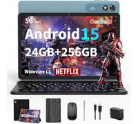 2026 Android tablet 10 inch, Android 15 Tablet with Keyboard, 24GB+256GB+2TB Expand, 2 in 1 Tablets with Gemini AI, 8-Core, 8000mAh, Widevine L1, GMS, Tablets PC with Case, Mouse, Stylus (Black Case)