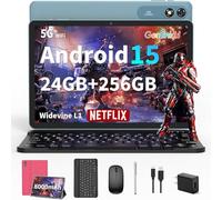 2026 Android tablet 10 inch, Android 15 Tablet with Keyboard, 24GB+256GB+2TB Expand, 2 in 1 Tablets with Gemini AI, 8-Core, 8000mAh, Widevine L1, GMS, Tablets PC with Case, Mouse, Stylus (Pink Case)