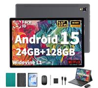 2026 Android Tablet with Keyboard, 24GB+128GB+2TB Expand, 10 inch Android 15 Tablet with Gemini AI, 8000mAh, BT 5.0, GMS Certified, 5G/2.4G WiFi, Tablets Pc with Mouse, Case, Stylus-Green Case