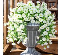 2026 Artificial Hanging Flowers Outdoor, 29.5in Realistic Artificial Flowers Plants, Fake Trailing Plants Morning Glory Decoration,No Fade UV Resistant Realistic,for Porch Patio Window (White,2PCS)