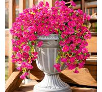 2026 Artificial Hanging Flowers Outdoor, 29.5in Realistic Artificial Flowers Plants, Fake Trailing Plants Morning Glory Decoration,No Fade UV Resistant Realistic,for Porch Patio Window (Fuchsia,3PCS)