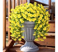 2026 Artificial Hanging Flowers Outdoor, 29.5in Realistic Artificial Flowers Plants, Fake Trailing Plants Morning Glory Decoration,No Fade UV Resistant Realistic,for Porch Patio Window (Yellow,3PCS)