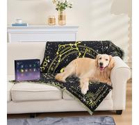 2026 Astrology Birthday Blanket - Chenille Knitwear Gift, Unique Lucky Color Constellation Design in Box Packaging, 130x150cm (Pisces - Purple/Gemini - Yellow)