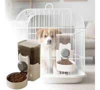 2026 Automatic Refill Feeder, 1L Capacity, Automatic Cage Hanging Feeder Set for Dogs, Cats, Small Animals, Removable Feeding Bowl, Food Container (Grey,