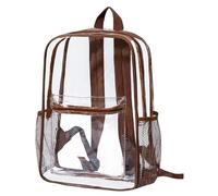 2026 Backpack Start Season Transparent Schoolbag Large Capacity Outdoor Travel Backpack Transparent PVC Backpack (Coffee, M)
