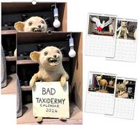 2026 Bad Taxidermy Wall Calendar-Weird, Gross & Hilariously Awful Taxidermy, 12 Months of Funny Animal Fail Photos Calendar, Dark Humor for Home Decor, White Elephant Prank Gifts (White,2pcs)