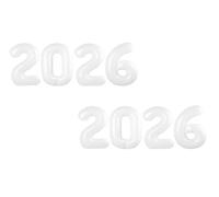 2026 Balloon - 2 Pack White Birthday Number Balloons, 40 Inch Large Foil Balloons for Men Women Boys Girls White Themed Birthday Decorations，Number 2026 Balloon