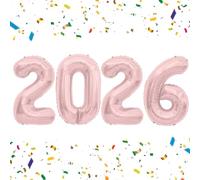 2026 Balloons, 2026 Foil Number Balloons, 40 inch 2026 Balloons New Year, Large Rose Gold 2026 Mylar Balloons for 2026 New Years Eve Party Supplies Festival Birthday Anniversary Graduation Decorations