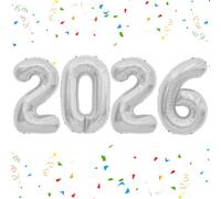 2026 Balloons, 40 Inch Foil Number Balloons, 2026 Balloon Numbers, Number Balloon for New Year Eve Festival Christmas Birthday Wedding Anniversary Party Supplies, New Years Decorations Silver