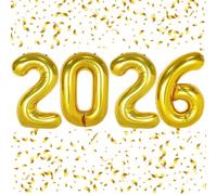 2026 Balloons Gold Number 2026 Balloon-16 Inch Number Foil Balloons for New Year Eve Party Supplies Birthday Graduation Anniversary Party Decor 2026 Decorations