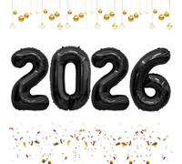 2026 Balloons, Number Balloons 40 Inch, New Years Foil Balloon 2026, Huge Eve Birthday Balloon for Happy New Years Festival Celebration Party Decoration Supplies, Black