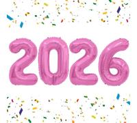 2026 Balloons Pink 2026 Foil Number Balloons, 40 inch 2026 Balloons New Year, Large 2026 Mylar Balloons for 2026 New Years Eve Party Supplies Festival Birthday Anniversary Graduation Decorations