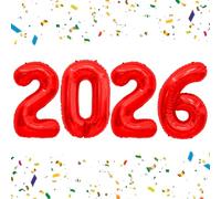 2026 Balloons Red 2026 Foil Number Balloons, 40 inch 2026 Balloons New Year, Large 2026 Mylar Balloons for 2026 New Years Eve Party Supplies Festival Birthday Anniversary Graduation Decorations