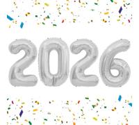 2026 Balloons Silver, 2026 Foil Number Balloons, 40 inch 2026 Balloons New Year, Large 2026 Mylar Balloons for 2026 New Years Eve Party Supplies Festival Birthday Anniversary Graduation Decorations