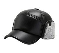 2026 Baseball Cap Winter Thickening Warm Ear Hundred Casual Cold Faux Leather Hat, gray, One Size