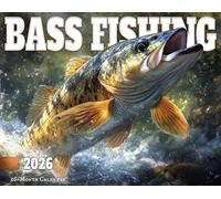 2026 Bass Fishing Illustrated Wall Calendar 16-Month X-Large Size 14x22, Fishing Calendar by The KING Company-Monster Calendars