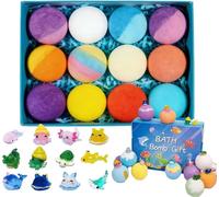 2026 Bath Bombs with Surprise Inside, Natural Bath Bombs with Mega Bubbles & Surprise Inside, 12 Pack Kids Bath Bombs Gift Set with Ocean Toys Inside, Skin-Friendly Bathing Kit for Boys & Girls (#C)