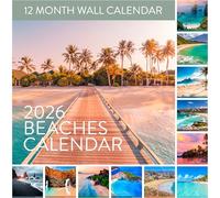 2026 Beaches Wall Calendar | Tranquil Beach Photos From Around The World, Beautiful Scenic Ocean Beaches & Sandy Sunsets, Calendar Stocking Stuffer Gift for Men or Women