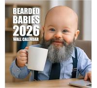2026 Bearded Babies Wall Calendar, Funny Bearded Baby Humor Wall Planner, Cute Chubby Baby Infant Photos Humor Calendar, Premium Thick Matte Paper, Office Decor, Gag Gift, Secret Santa Gift