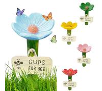 2026 Bee Watering Station for Garden - Flower Shaped Bee Watering Station, Drinking Cups Bee Watering Stations for Outside, Hexapod Little Flowers Drinking Water for Yard, Lawn, Patio Decor (BU)