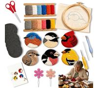 2026 Beginner-Friendly Diy Bird Coasters Punch Needle Kit, 6 Pack Punch Needle Coasters Kit, Woodland Birds Punchs Needles Coaster Kits, One Soothing Stitch At A Time, Reduce Stress & Enjoy(2Set)