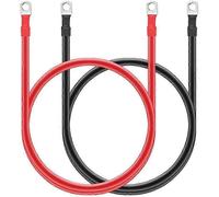 2026 Best 2 Piece 5 AWG Pure Copper Battery Cable with 10mm (3/8") Lugs for Solar, Motorhome, Car, Boat, 50cm Heavy Duty Cable