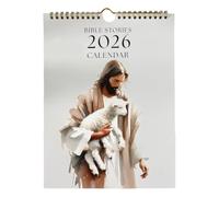 2026 Bible Stories Art Calendar with Tearable Page, White | Premium Archival Paper with Twin-Coil Binding for Daily Planning, Inspirational Calendar, Hear Him Art Paintings