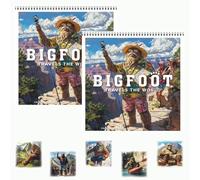 2026 Bigfoot Around the World Wall Calendar - 12-Month Funny Travel Theme with Large Monthly Planner Grids, 30 × 30 cm Spiral-Bound Cryptid Calendar for Home & Office (2)