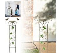 2026 Bird Bath Vertical Bird Bath with Ground Spikes, Pattern, Ideal for Garden Patio, Winterproof Water Feeding (Gold, 101.85)