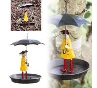 2026 Bird Bath with Umbrella for Little Girls, Metal Crafts, Garden, Bird Watching Accessories, Ornament, Decoration (Yellow, 25 cm)