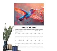 2026 Bird Wall Calendar, 13 Month Calendar with Hummingbird Designs, Diary January 2026 - January 2027, Bird Lover Wall Planner for Office, School, Home, Children's Room, Study