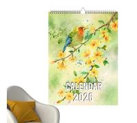 2026 Birds Wall Calendar,12 Month Exotic Birds Spiral Bound Calendar - Artistic Design Nature Lovers Collection for Study Dorm Kitchen Apartment Bedroom Decor Everyday Planning
