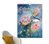 2026 Birds Wall Calendar - 12 Month Exotic Birds Spiral Bound Calendar - Artistic Vibrant Nature Lovers Collection Decor for Bedroom Dorm Living Room Kitchen Study Apartment