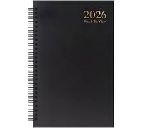 2026 Black A5 Week to View Wirebound Diary - Durable & Practical Planner for Home Office Personal Scheduling, with Strong Binding Sold by VR ANGLE