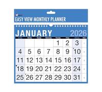 2026 Blue & White Wall Planner Calendar | Easy View Design | Spiral Bound with Holidays & Notable Dates | For Home, Office, School & Business Use
