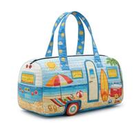 2026 Bohemian Embroidery Weekend Bag Bus Hippie Van Quilted Duffle Bag with Top Handle Adjustable Strap Bags Boho Retro Style Travel Bags Multifunctional Portable Beach Handbag