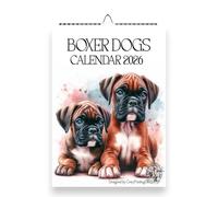 2026 Boxer Dog Wall Calendar, A4 Size 21 x 29.7 cm, Monthly Format with UK & US Holidays, Metal Binding,Handmade,Boxers 2026,Boxer Dog Gifts,Dog Calendar 2026,Boxer Puppy,2026 Calendar