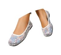 2026 Breathable Mesh Ballet Summer Casual Shoes with Floral Pattern Design Lightweight Comfortable Slip On Loafers Blue