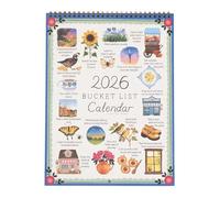 2026 Bucket List Calendar, 12-Month Bucket Lists with Playful Stickers, Motivational Artwork & Seasonal Adventures, Desktop Time Reminder Card, for Nature Lovers and Mindful Living (#1pc)