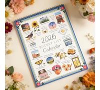 2026 Bucket List Calendar, 12-month Spiral-bound Wall Calendar, Seasonal Spiral Bound Home Decor, With Hand-drawn Stickers, Suitable For Recording To-do Lists Or Ideas. 28.5 * 21cm