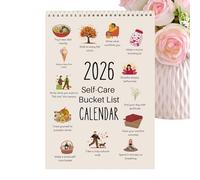 2026 Bucket List Calendar, 12 Months Spiral Wire Bound Wall Calendars, Inspirational Quotes, Mental Health Planner, Goal-Setting Funny Wall Calendar