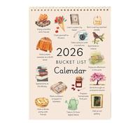 2026 Bucket List Calendar - Inspirational 12-Month Wall Calendar Hanging with Illustrated Pages & DIY-Friendly Design, Gentle Daily Prompts for Mindful Living & Simple Joys, Gift for Friends (StyleB)