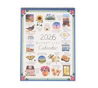 2026 Bucket List Calendar - Spiral Bound Wish List Planner, Illustrated Monthly Calendar with Mindful Goal Planning, Wall Calendar for Planning Home Decor (21x28cm)