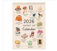 2026 Bucket List Wall Calendar, 12-Month Inspirational Goal Planner with Motivational Illustrations, Slow Living Wall Vertical Calendar Fun Monthly Checklist Wall Decor for Home & Office (1 PC)