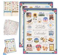 2026 Bucket List Wall Calendar - 12-Month Inspirational Illustrated Calendar with Gentle Life Goals & Seasonal Prompts, Spiral-Bound Hanging Planner for Mindful Living & Simple Joys, 9”*12” (2 Pcs)