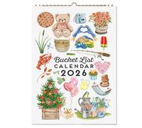 2026 Bucket List Wall Calendar - Motivational 12-Month Spiral Bound Planner, Inspirational Positive Monthly Calendar for Goal Setting, Perfect for Home/Office Decor & Daily Motivation (White)